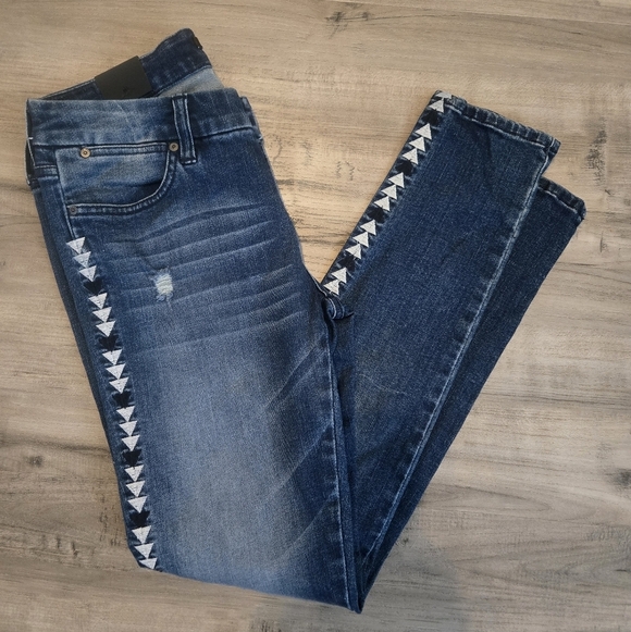 NWT Dear John American Classic Dark Blue Skinny Jeans with White Accents Size 27 - Picture 8 of 11